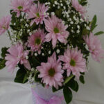 Pink flowers in a Daisy Basket.